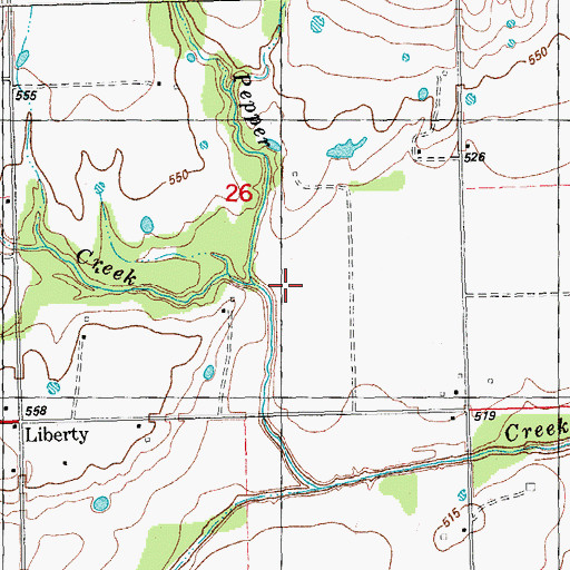 Topographic Map of Skinner Creek, OK