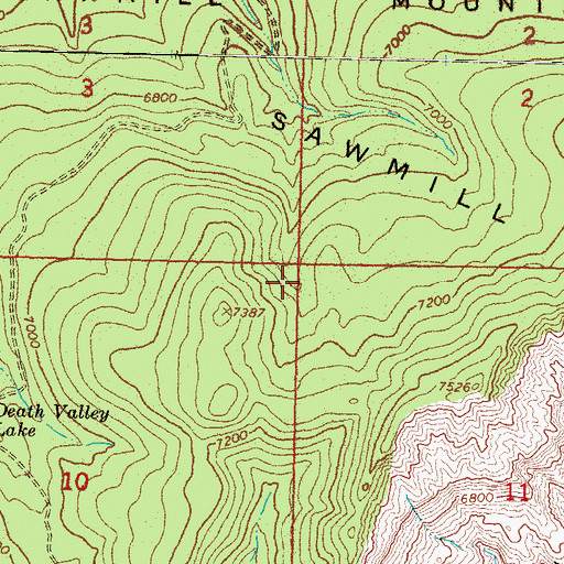Topographic Map of Sawmill Mountains, AZ