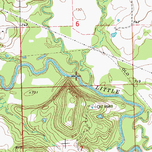 Topographic Map of Skull Creek, OK