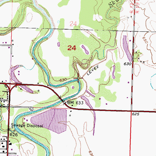 Topographic Map of Skunk Creek, OK