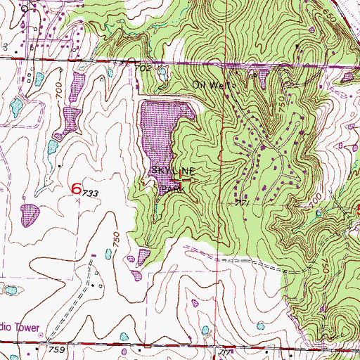 Topographic Map of Skyline Park, OK