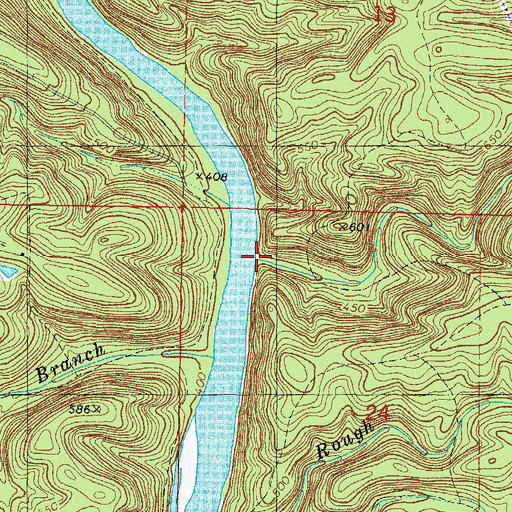 Topographic Map of Slate Branch, OK