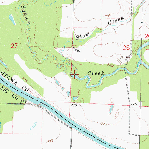 Topographic Map of Slow Creek, OK