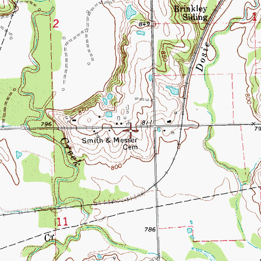 Topographic Map of Smith and Messer Cemetery, OK