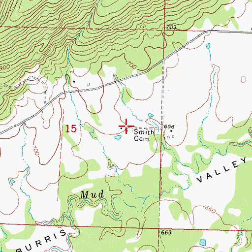 Topographic Map of Smith Cemetery, OK