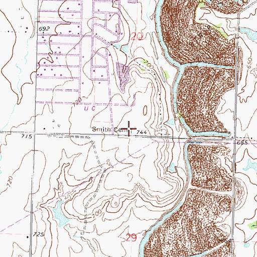 Topographic Map of Smith Cemetery, OK