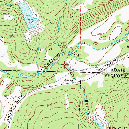 Topographic Map of Smith Hollow, OK