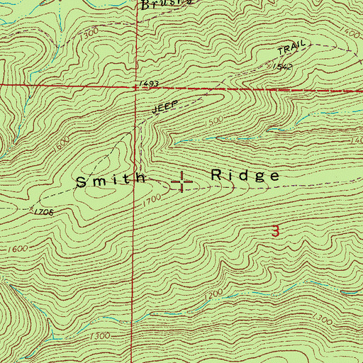Topographic Map of Smith Ridge, OK