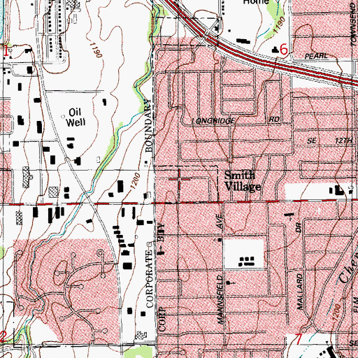 Topographic Map of Smith Village, OK