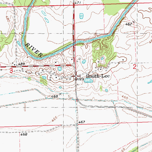 Topographic Map of Smith-Lee, OK