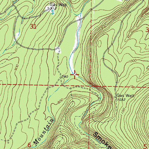 Topographic Map of Smokestack Hollow, OK