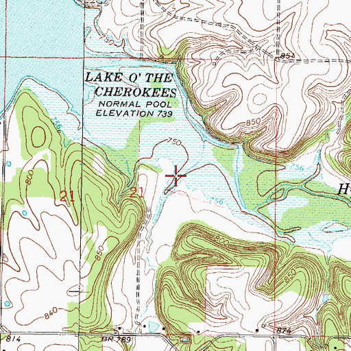 Topographic Map of Snail Creek, OK