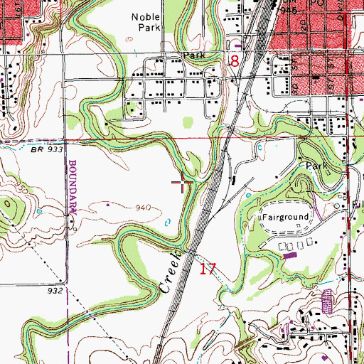 Topographic Map of Snake Creek, OK