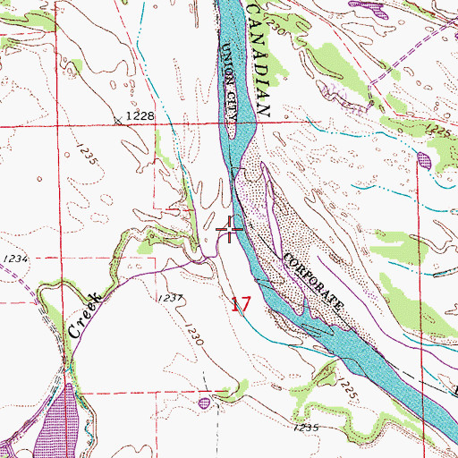 Topographic Map of Snake Creek, OK