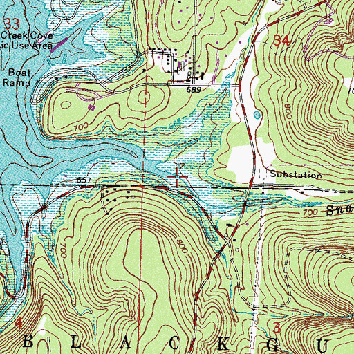 Topographic Map of Snake Creek, OK