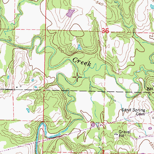 Topographic Map of Snake Creek, OK