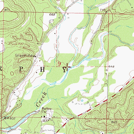 Topographic Map of Snake Creek, OK