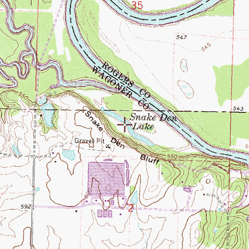 Topographic Map of Snake Den Lake, OK