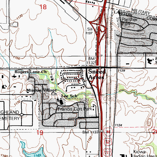 Topographic Map of Sneed Acres, OK