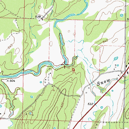 Topographic Map of Snow Creek, OK