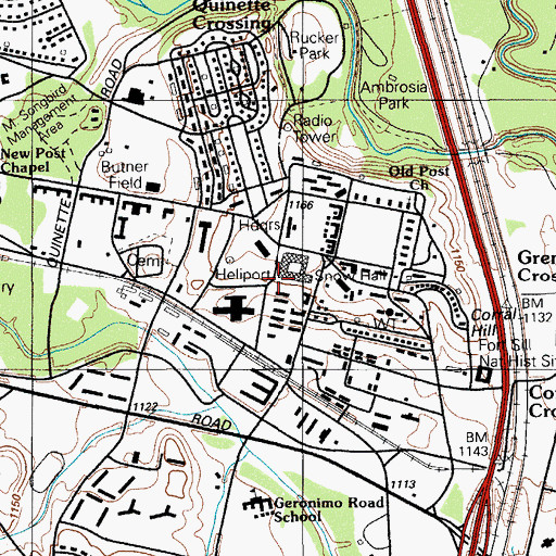 Topographic Map of Snow Hall, OK