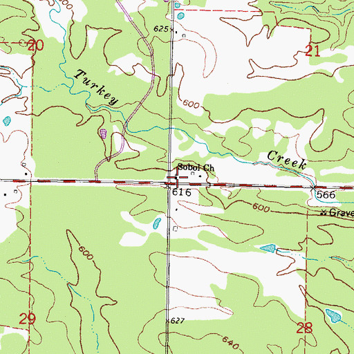 Topographic Map of Sobol Church, OK