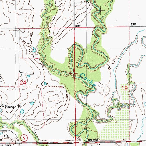 Topographic Map of Soldier Creek, OK