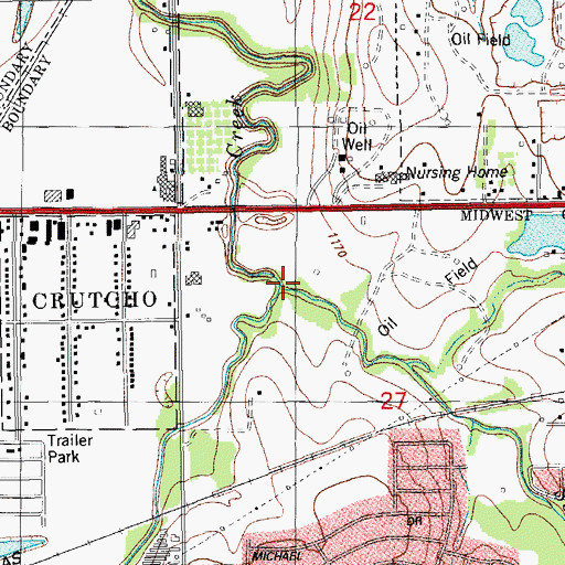 Topographic Map of Soldier Creek, OK