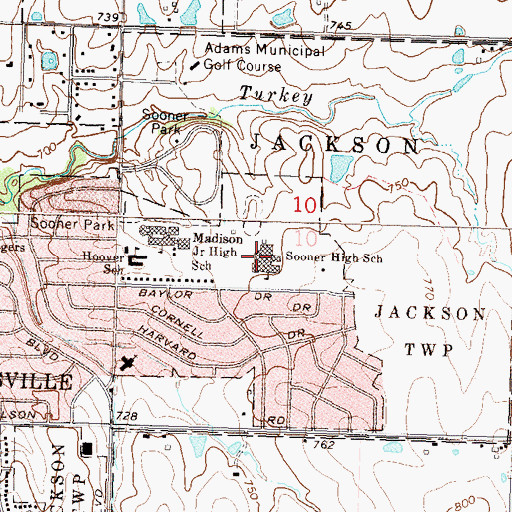 Topographic Map of Bartlesville Mid-High School, OK