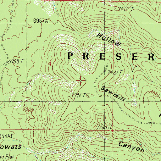 Topographic Map of Sawmill Point, AZ