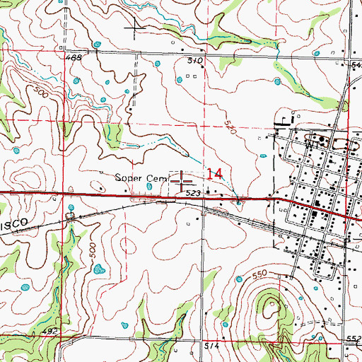 Topographic Map of Soper Cemetery, OK