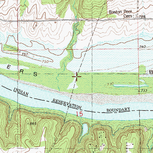Topographic Map of Souters Bend, OK