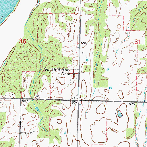 Topographic Map of South Bethel Cemetery, OK