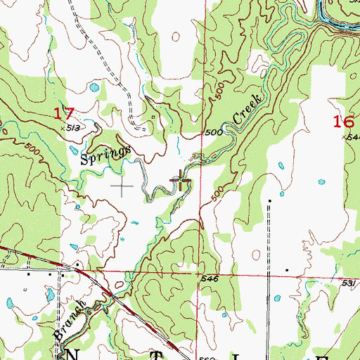 Topographic Map of South Branch Double Springs Creek, OK
