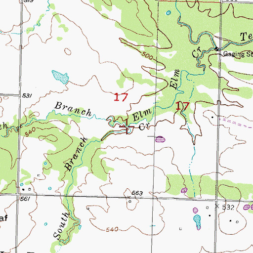 Topographic Map of South Branch Elm Creek, OK