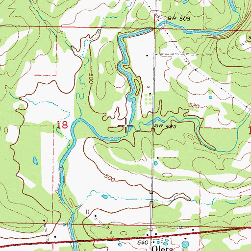 Topographic Map of South Branch Frazier Creek, OK