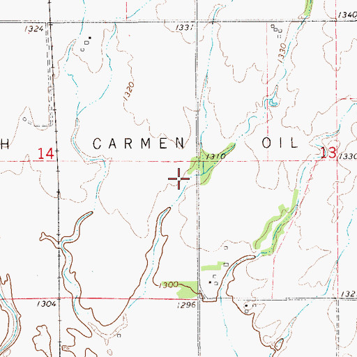 Topographic Map of South Carmen Oil Field, OK