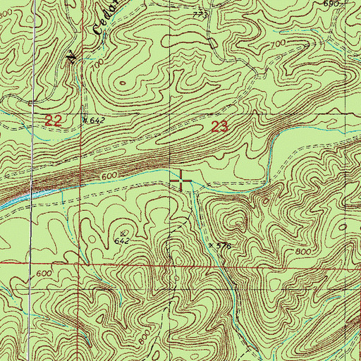 Topographic Map of South Cedar Creek, OK