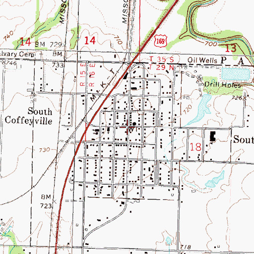 Topographic Map of South Coffeyville, OK