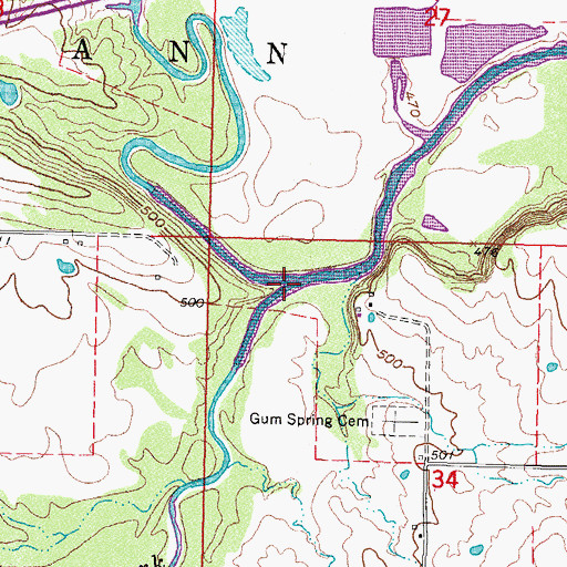 Topographic Map of South Fork Dirty Creek, OK