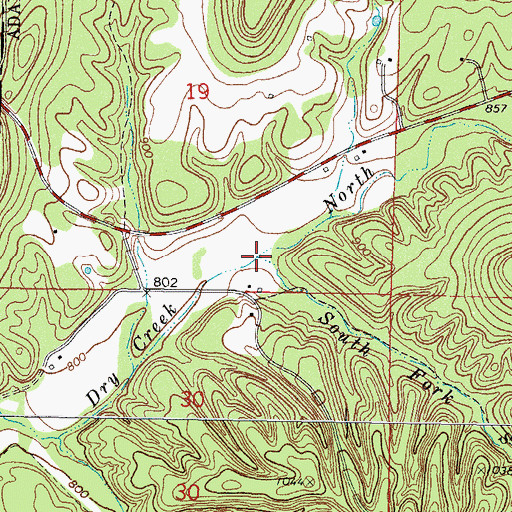 Topographic Map of South Fork Dry Creek, OK