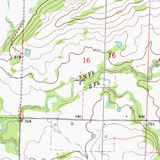 Topographic Map of South Fork Elm Creek, OK