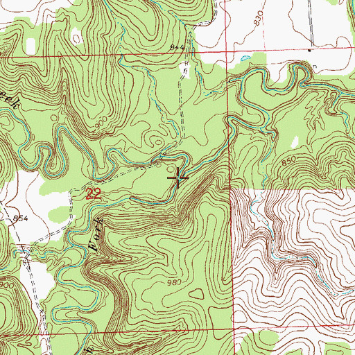 Topographic Map of South Fork Pond Creek, OK