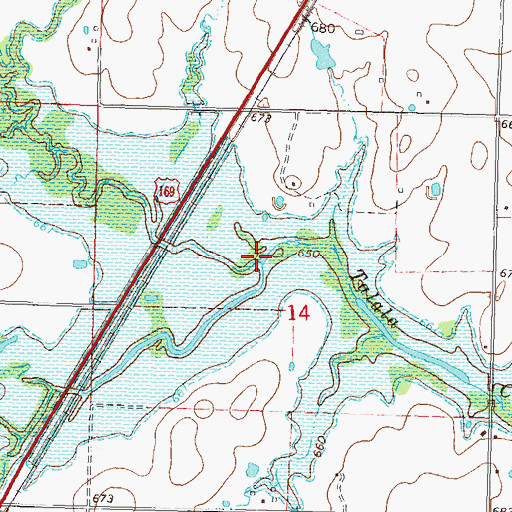 Topographic Map of South Fork Talala Creek, OK