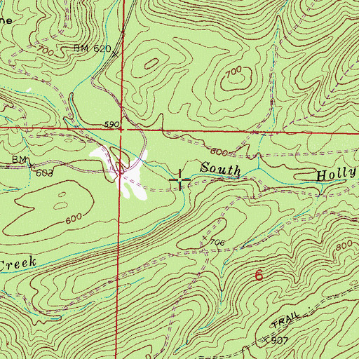 Topographic Map of South Holly Creek, OK