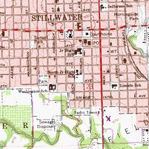 Topographic Map of South Junior High School, OK
