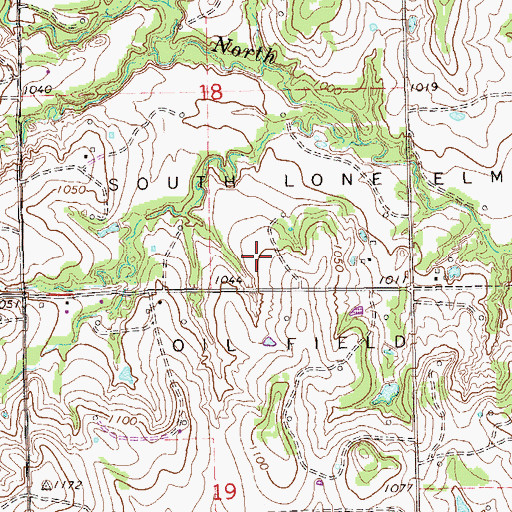 Topographic Map of South Lone Elm Oil Field, OK