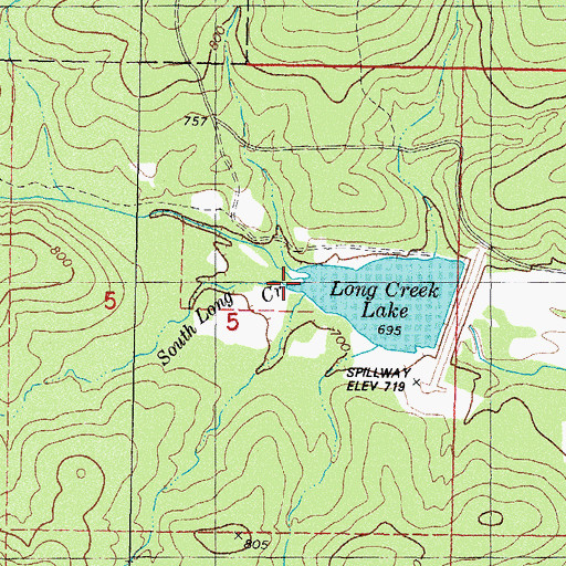 Topographic Map of South Long Creek, OK