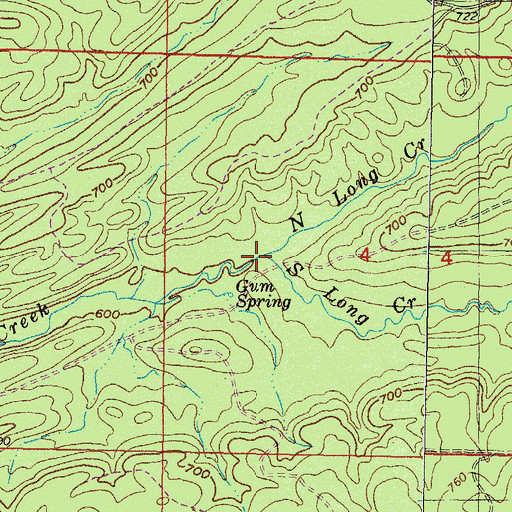 Topographic Map of South Long Creek, OK