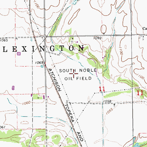 Topographic Map of South Noble Oil Field, OK